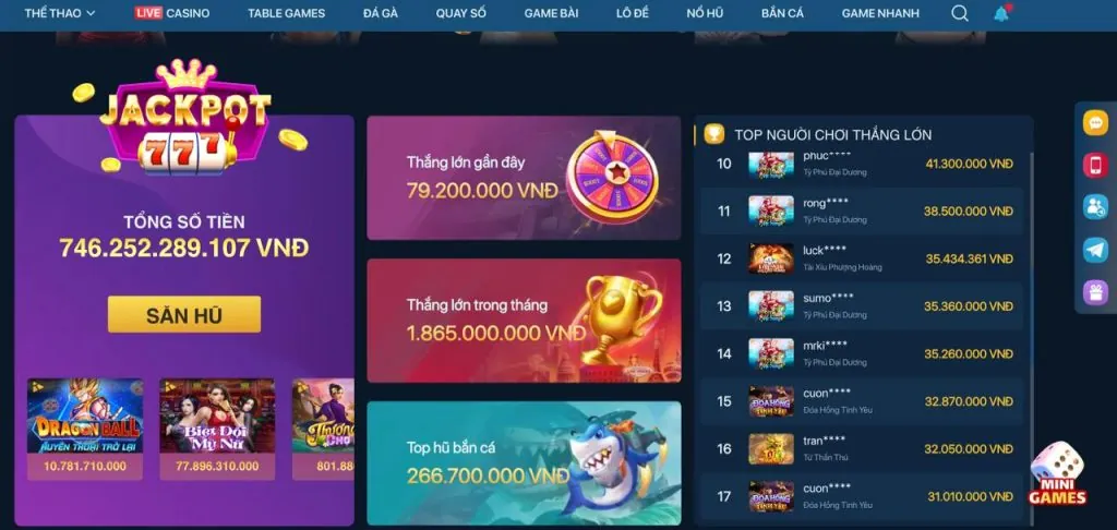 Hình ảnh trò chơi nổ hũ trên thiết bị di động tại Gamvip Casino